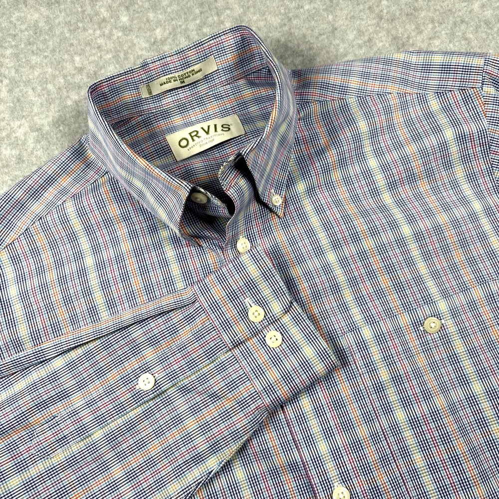 Orvis Shirt Men's M Multicolor Plaid Cotton Long Sleeve Button Down Pocket
